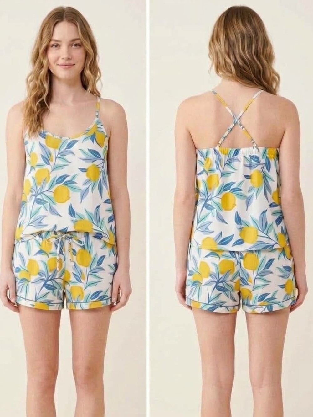 Printfresh Lemon Zest Tank And Short Sleepwear PJ Set Size Medium & Small